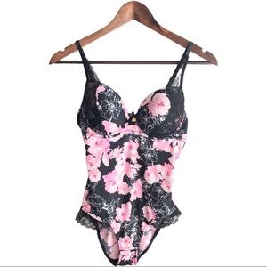 Jessica Simpson Womens S Sleepwear Intimates Adjustable Straps Floral Bodysuit